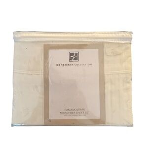 Concierge Collection Damask Stripe Polyester Microfiber Sheet Set NWT